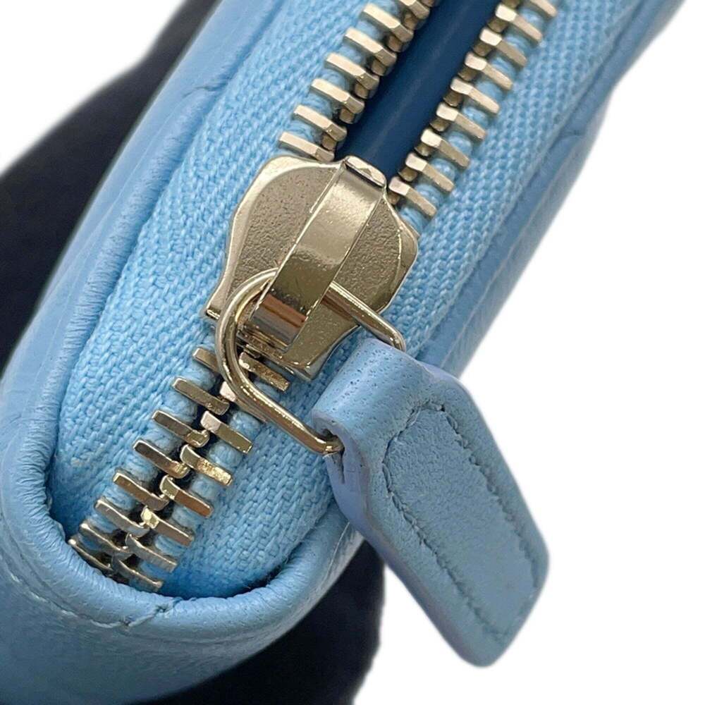 CHANEL Blue Lambskin Leather Logo Wallet - Picture 10 of 14